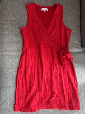 Madewell Red Sleeveless Wrap-Style Dress with Side Tie